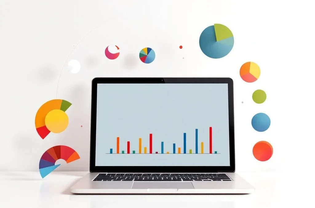 Moderne tablet toont DISC-assessment met kleurrijke cirkeldiagrammen en voortgangsbalken in rood, geel, groen en blauw